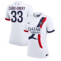 Paris Saint-Germain Warren Zaire-Emery #33 Fotballklær Bortedrakt Dame 2024-25 Kortermet